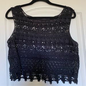 One of a Kind Black Crochet Crop Top
